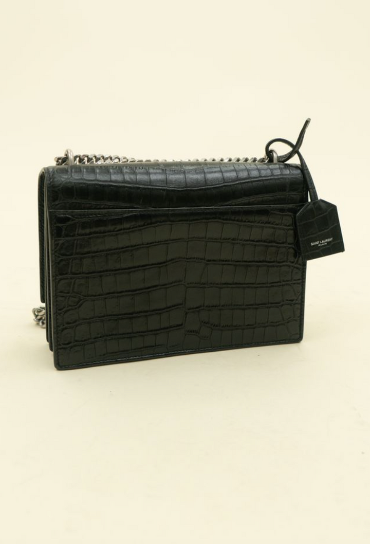 Saint Laurent Croc-Embossed Sunset Bag (retail $3,050)