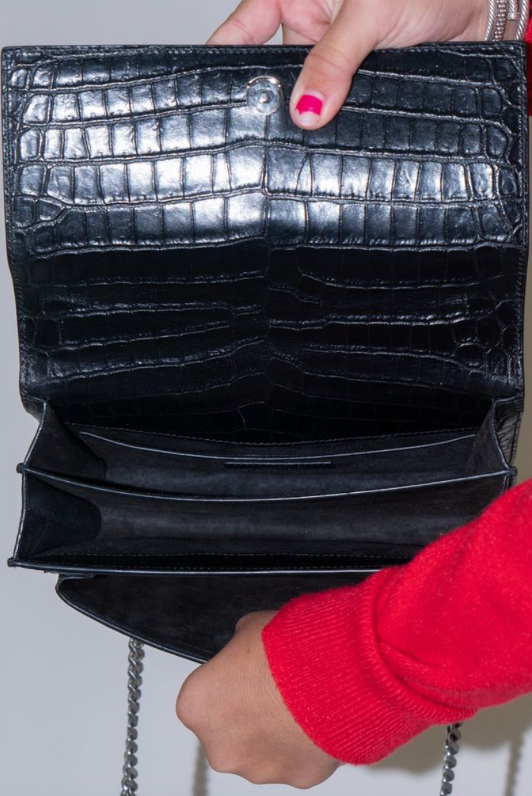 Saint Laurent Croc-Embossed Sunset Bag (retail $3,050)
