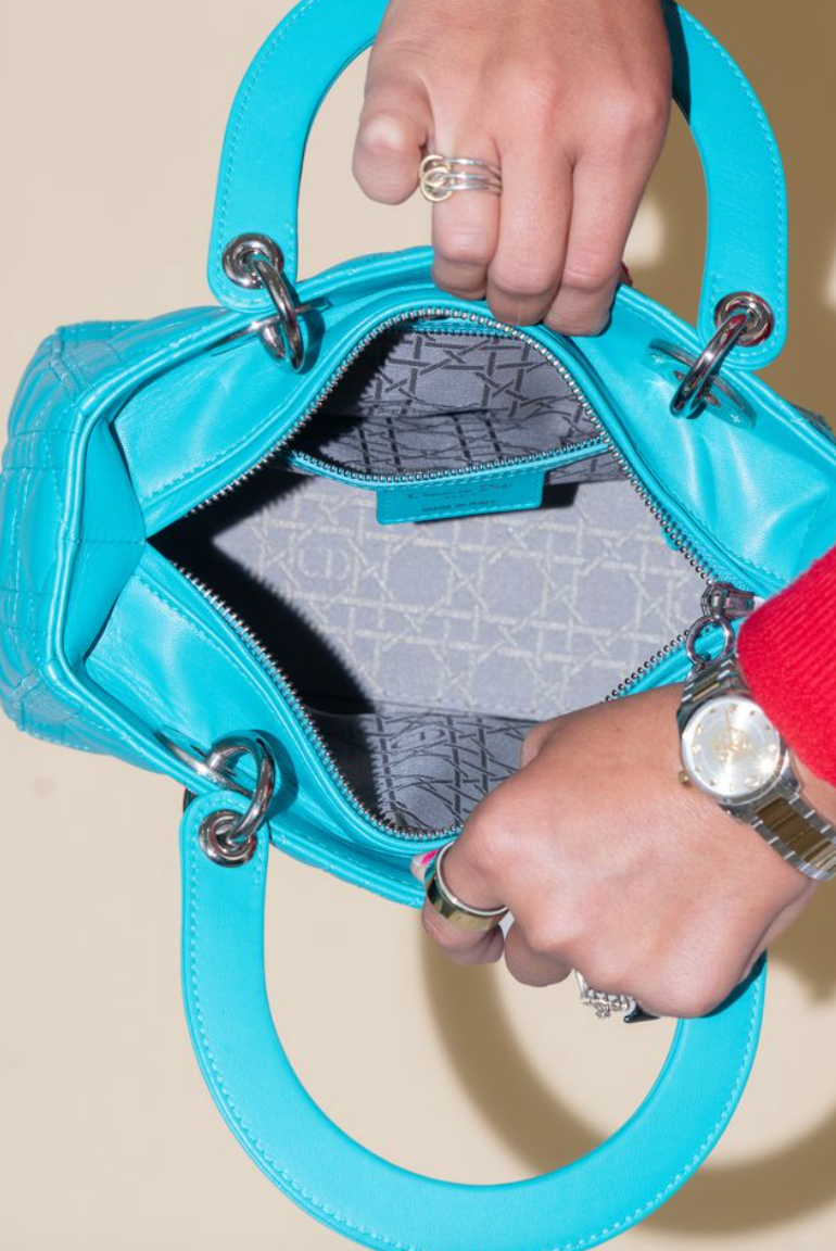 Dior Lady Dior Turquoise Lambskin Cannage in Medium NWOT (retail $6,700)