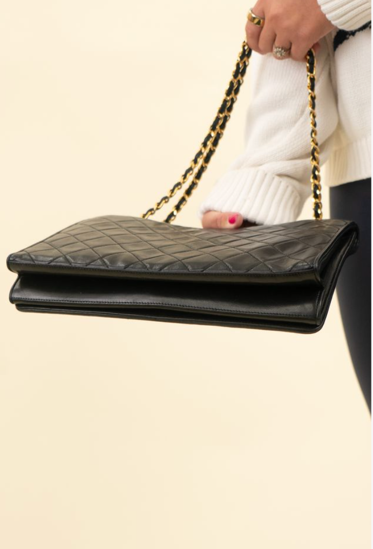 Chanel Coco Mark Matelasse Full Flap Black Lambskin Shoulder Bag
