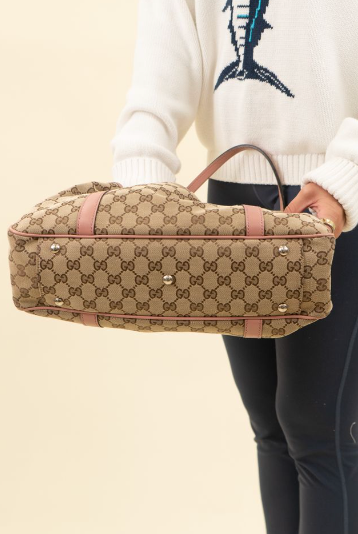 Gucci GG Twins Pink/Canvas Tote