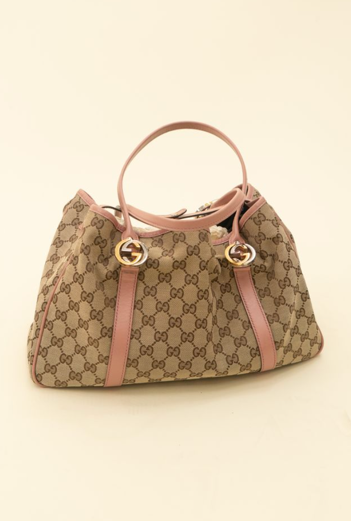 Gucci GG Twins Pink/Canvas Tote