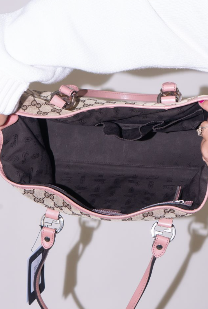 Gucci GG Twins Pink/Canvas Tote