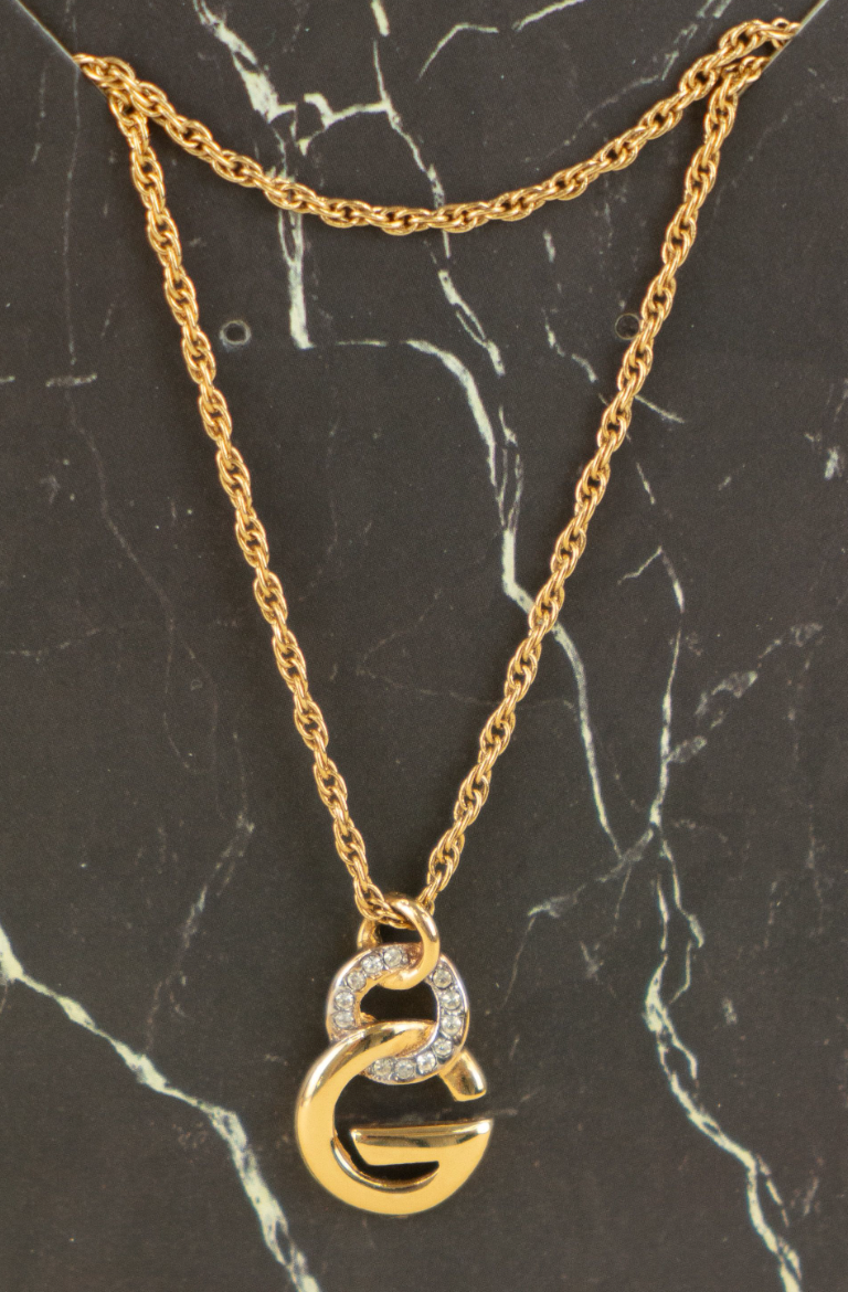Givenchy Logo Crystal Necklace (vintage)