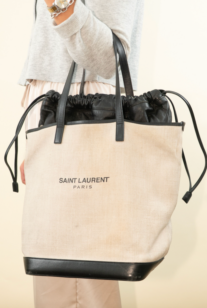 Saint Laurent Teddy Canvas and Leather Tote Bag (est. retail $1,600)