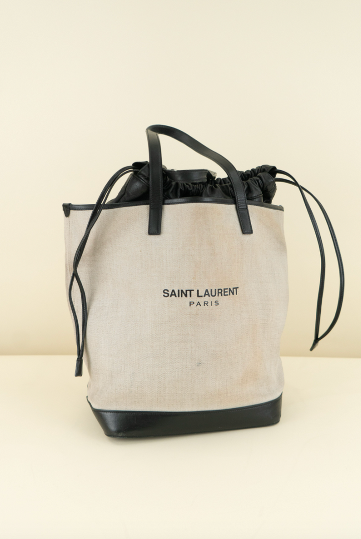 Saint Laurent Teddy Canvas and Leather Tote Bag (est. retail $1,600)
