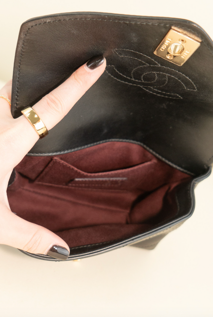 Chanel Chevron Coco Waist Bag, Black