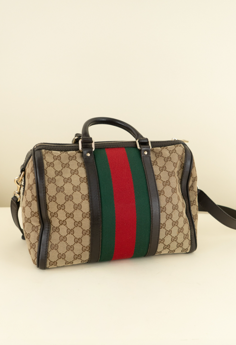 Gucci Web Medium Boston Bag
