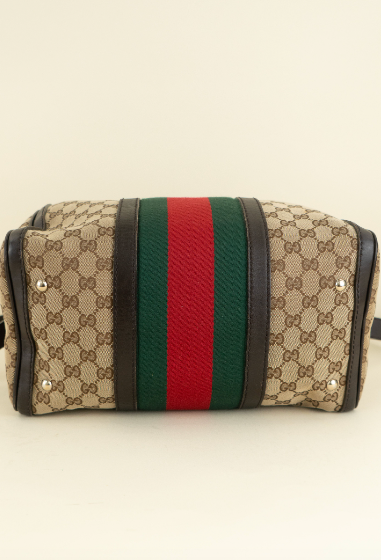 Gucci Web Medium Boston Bag