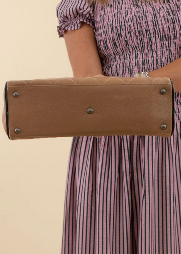 Chanel Quilted Calfskin Bowler in Tan (vintage)