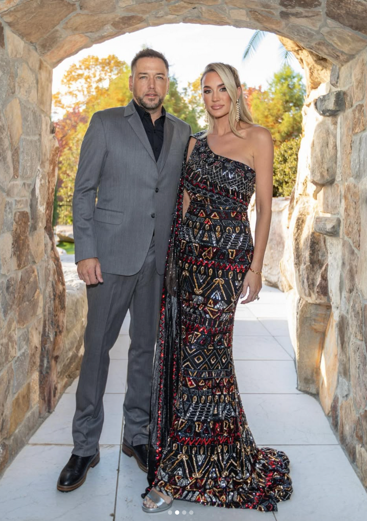 AUCTION jovani black gold red sequin beaded one shoulder maxi dress (4)