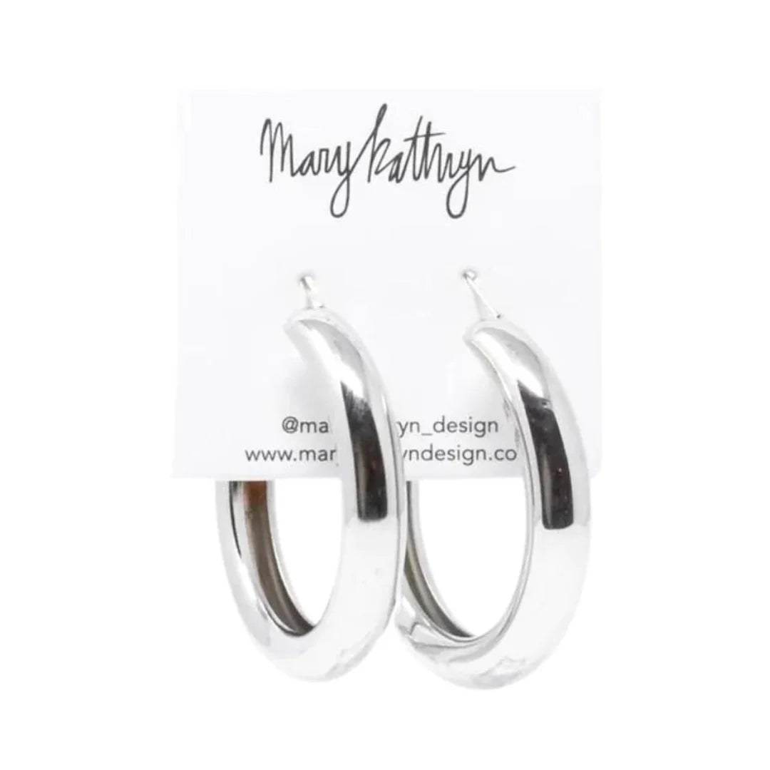 Ella Langley X Mary Kathryn Designs Large Silver Tube Hoops
