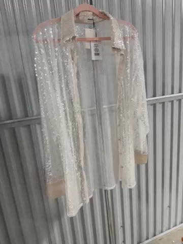 SOLD: showpo white sheer sequin button up NWT (10; retail $69.95)